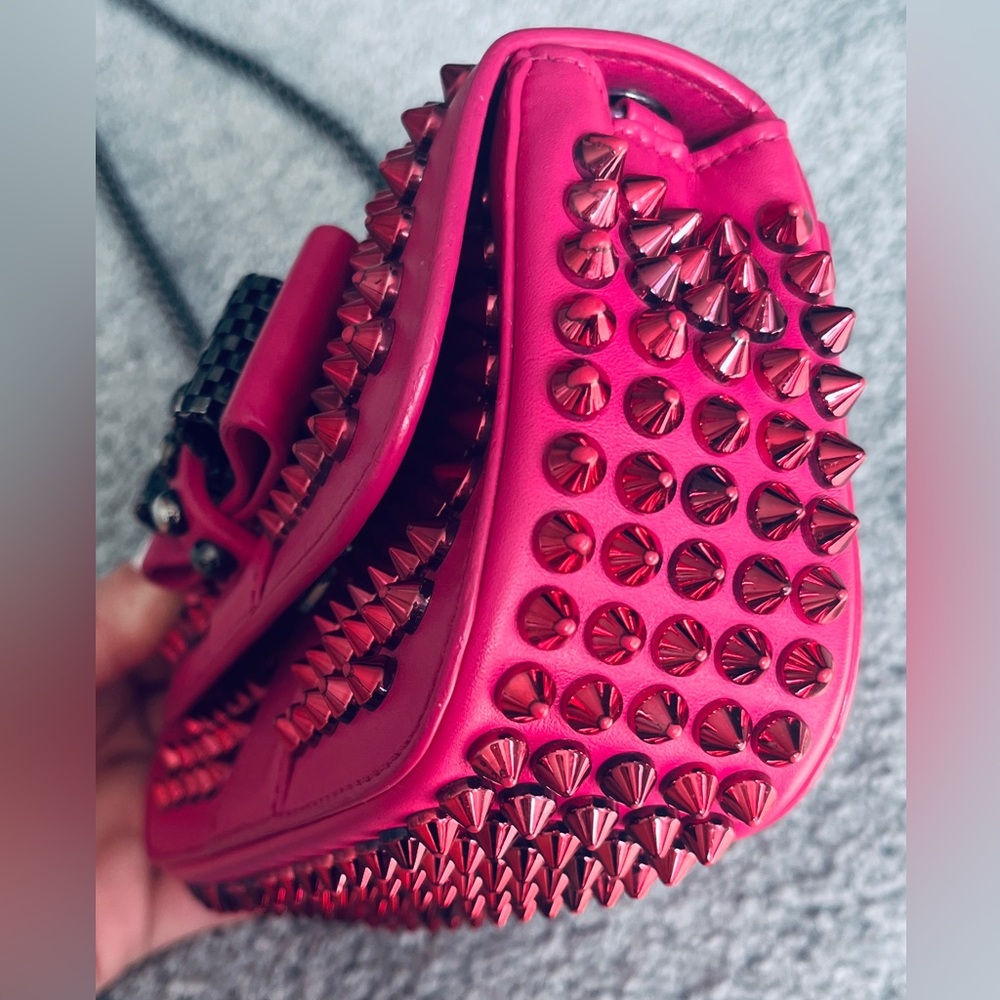 Christian Louboutin Pink Studded Clutch or Crossbody Bag - Picture 6 of 11